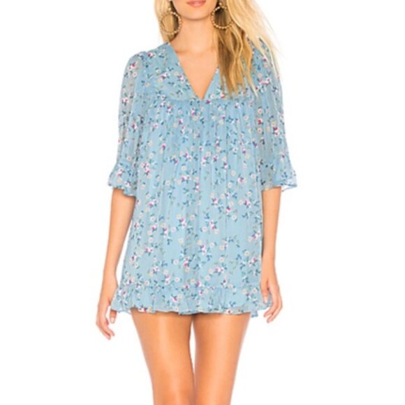 Tularosa Chloe Blue Ditsy Floral Mini Dress - Picture 1 of 7
